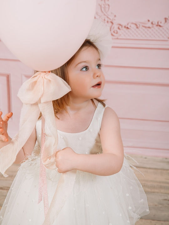 Bambolino Vintage Soul White Baptism Dress Made of Tulle