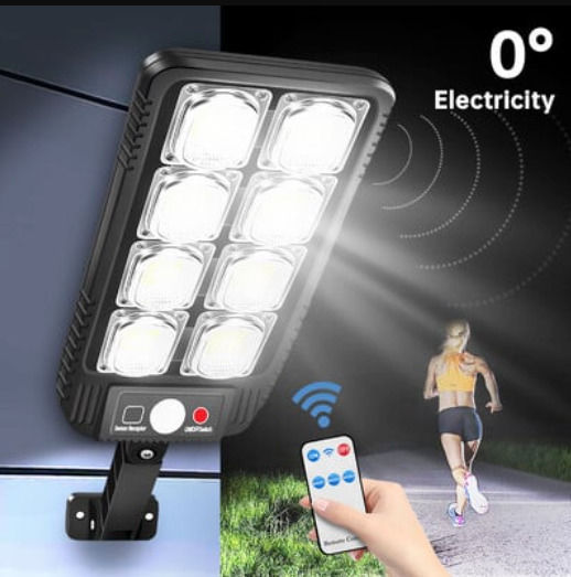Foyu Wall Mounted Solar Light Traffic light 400W Natural White with Motion Sensor, Photocell and Remote Control IP65