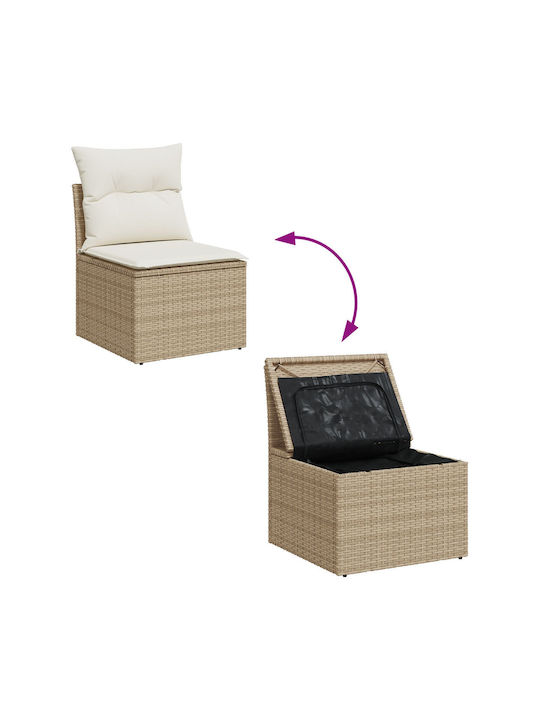Corner Sofa Outdoor Rattan with Pillows 55x62x69cm