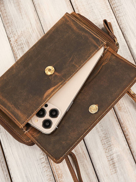 Large Leather Women's Wallet Classic Brown