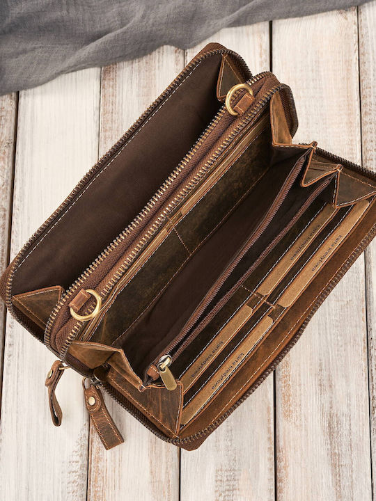 Large Leather Women's Wallet Classic Brown