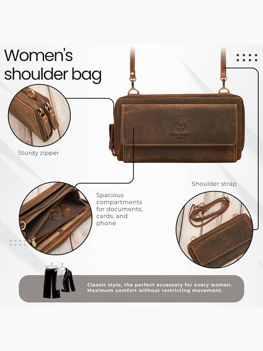 Large Leather Women's Wallet Classic Brown