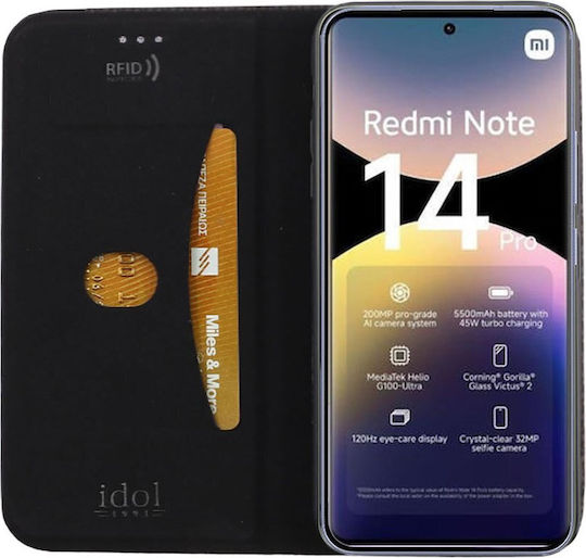 Idol 1991 Book Δερματίνης / Σιλικόνης Μαύρο (Redmi Note 14 Pro 4G)