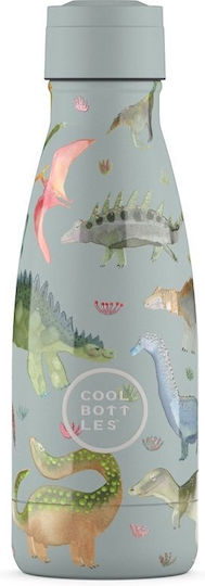 Cool Bottles Kids Water Bottle Thermos Dinosaur Stainless Steel with Pop-Up Cap Dinos Planet 260ml (Various Designs/Colours)