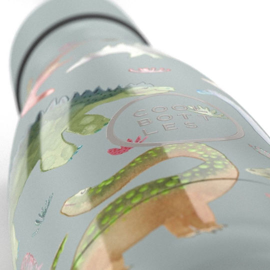 Cool Bottles Kids Water Bottle Thermos Dinosaur Stainless Steel with Pop-Up Cap Dinos Planet 260ml (Various Designs/Colours)