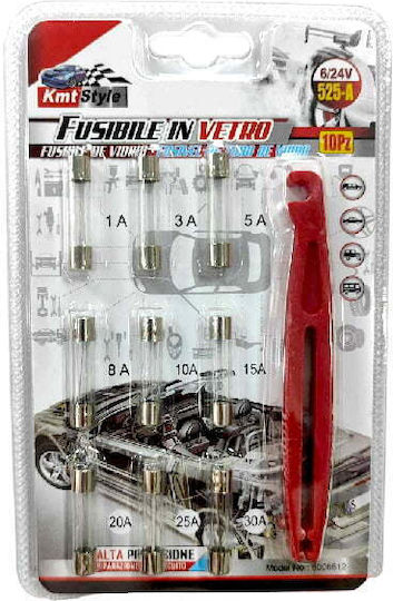 Fony CTC-333 Set Auto-Sicherungen Glas-Rundsicherungen 9Stück