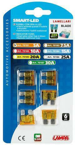 Lampa Smart-Led Indicator Fuses 12/24V 25A Σετ Ασφάλειες Αυτοκινήτου Μαχαιρωτές 6τμχ