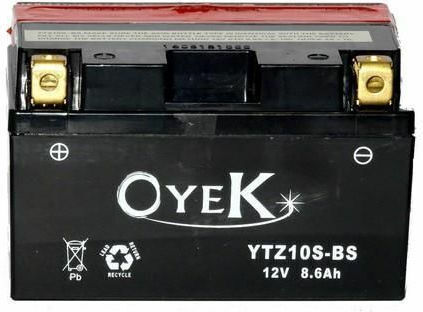 Oyek Motorradbatterie YTZ10S-BS mit Kapazität 8.6Ah