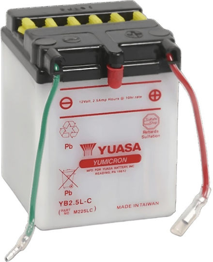 Yuasa Ανοιχτού Τύπου Μπαταρία Μοτοσυκλέτας YB2.5L-C με Χωρητικότητα 2.6Ah