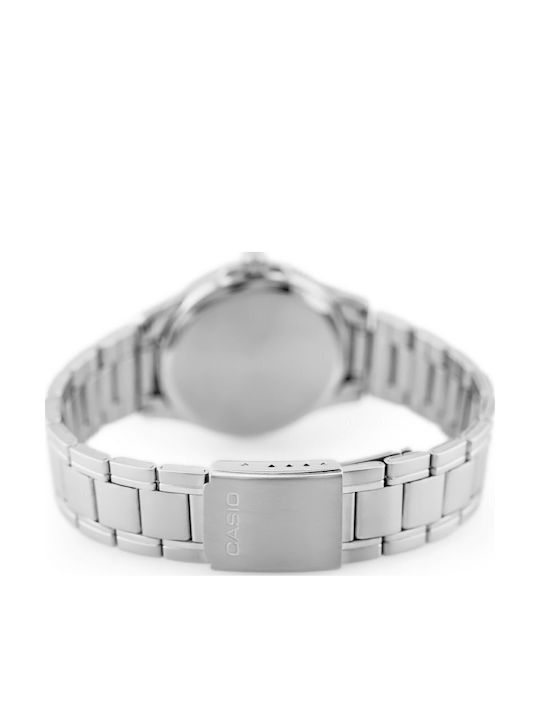 Casio Ανδρικό Ρολόι 38.5mm Μπαταρίας με Ασημί / Ασημί Μεταλλικό Μπρασελέ