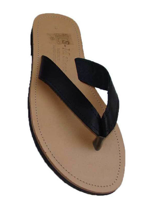 Leather Women's Flat Sandals in Black Color