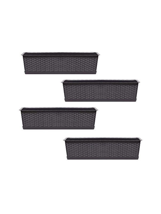 Vaze Pentru Plante Rattan Maro 68.5x17.3x15cm 4 Module