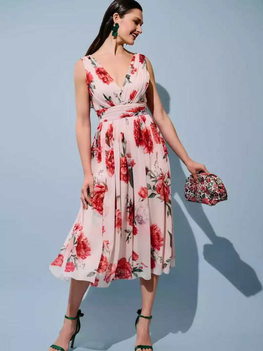 Summer Midi Dress for Wedding Christening Open Back Floral