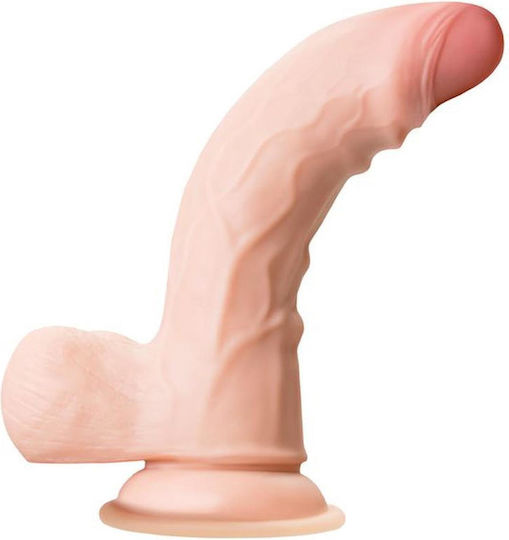 Dildo realist cu Testicule și Ventuză Roz 18.5cm