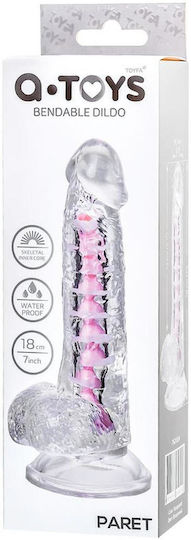 Dildo cu Testicule și Ventuză Transparent 18cm