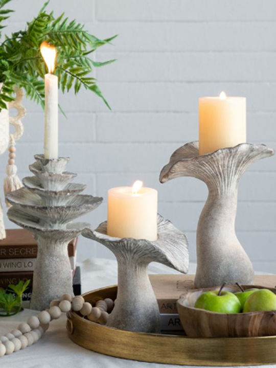 Artekko Candle Holder Concrete in Beige Color 18x15.5x23.5cm 1pcs