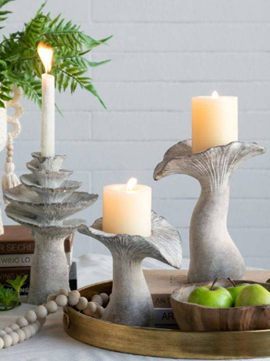 Artekko Candle Holder Concrete in Beige Color 16.5x16x25.5cm 1pcs