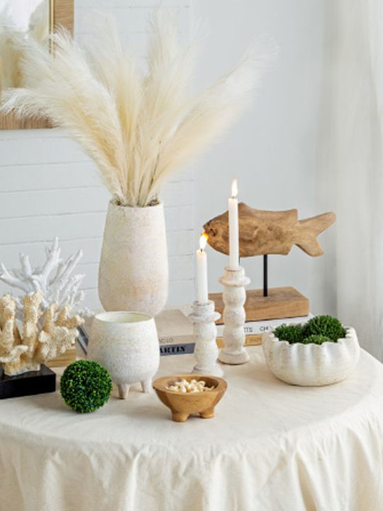 Artekko Candle Holder Concrete in White Color 7.5x16.5x16.5cm 1pcs