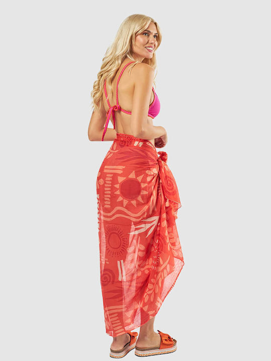 Green Women's Pareo 08-0151 Indian Cotton Orange