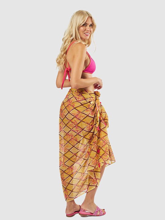 Green Women's Pareo 08-0150 Indian Cotton Yellow
