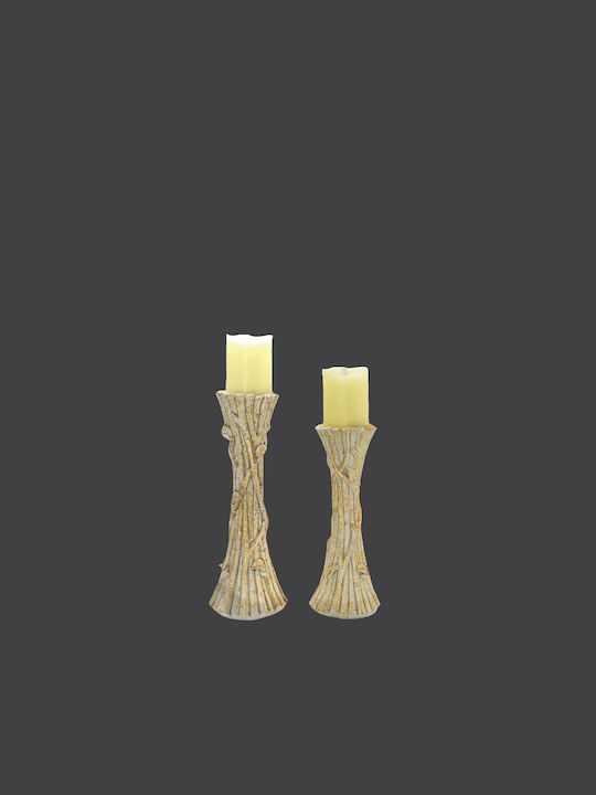 La Vista Set of Candle Holders Wooden in Brown Color 35cm 2pcs