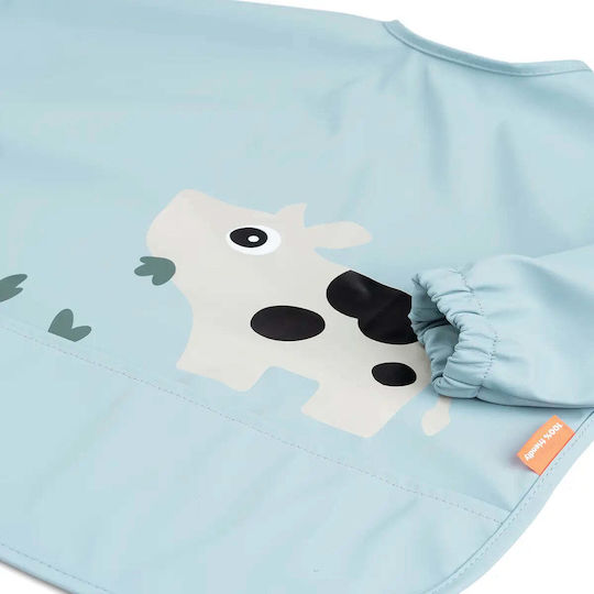Done by Deer Waterproof Coverall Fabric with Hoop & Loop Fastener, Pocket & Sleeves Farm Blue