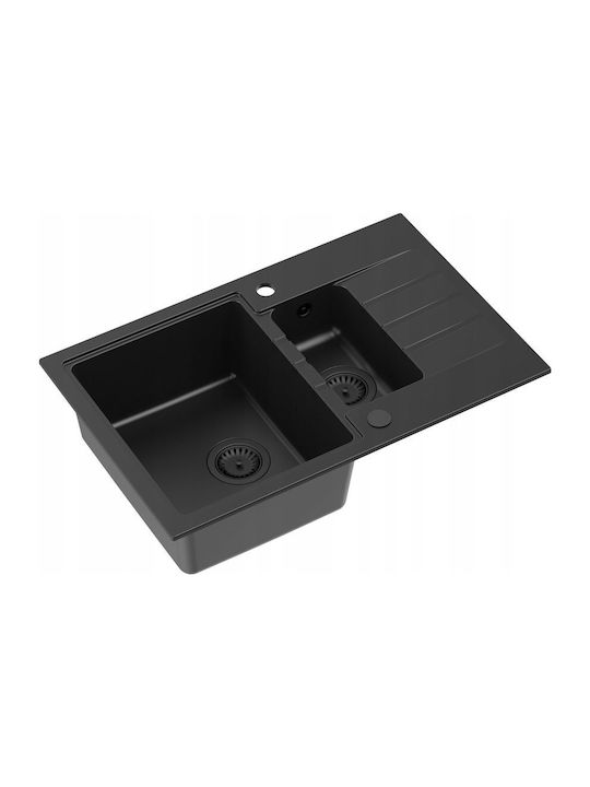 GraniteQ Drop-In Chiuvetă din Granit Sintetic L78xW50cm Gri