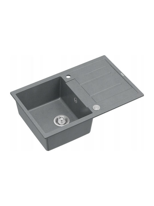 GraniteQ Morgan 111 Drop-In Sink Inox W78xD50cm Gray