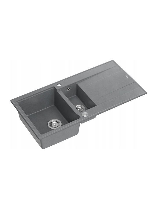 GraniteQ Evan 156 Drop-In Sink Inox W100xD50cm Gray