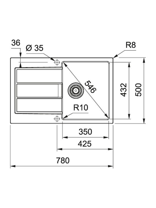 Franke Sirius 2.0 S2D 611-78 Ένθετος Νεροχύτης από Συνθετικό Γρανίτη Μ78xΠ50cm