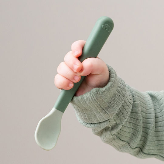 Done by Deer Baby Set with Spoons Easy Grip made of Plastic for 0+ months Green 3pcs