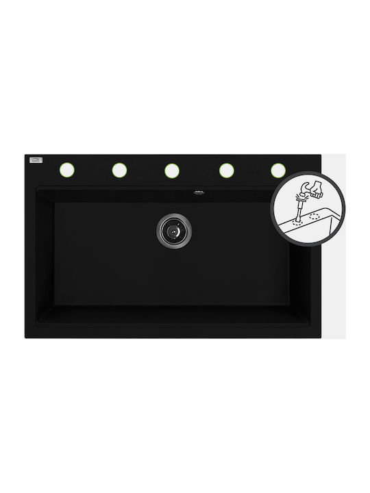 Laveo Drop-In Мивка от Синтетичен Гранит Ш80xД50см Черен