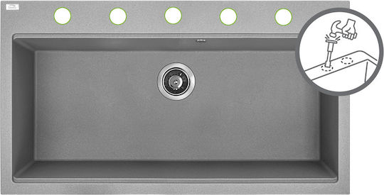Laveo Drop-In Sink Synthetic Granite W50xD80cm Gray