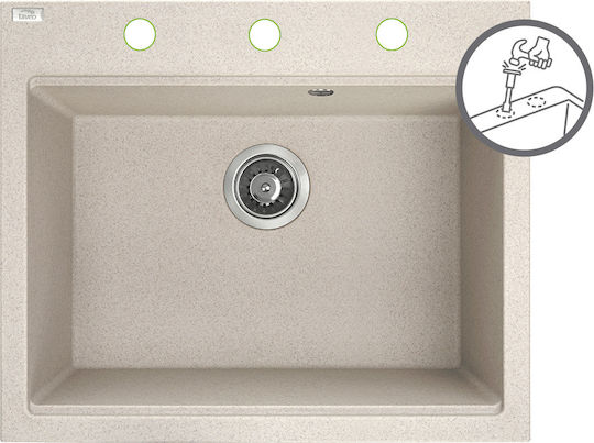 Laveo Drop-In Chiuvetă din Granit Sintetic L57xW50cm Bej