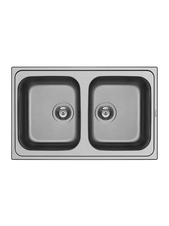 Pyramis Athena Extra 2B 107163401 Drop-In Sink Inox Matte W86xD50cm Silver