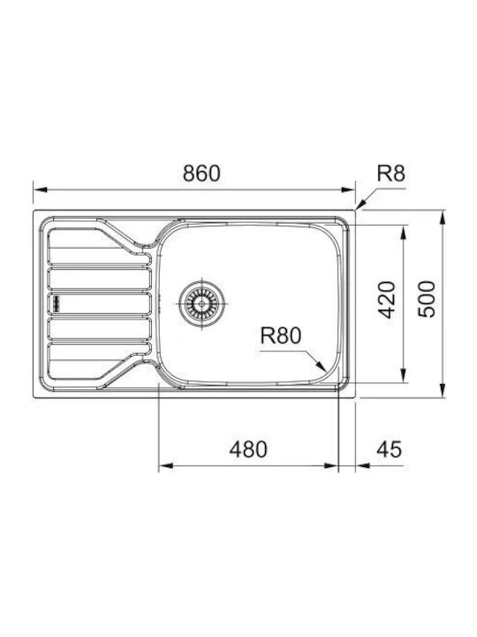 Franke Flash Ένθετος Νεροχύτης Inox Μ86xΠ50cm Ασημί