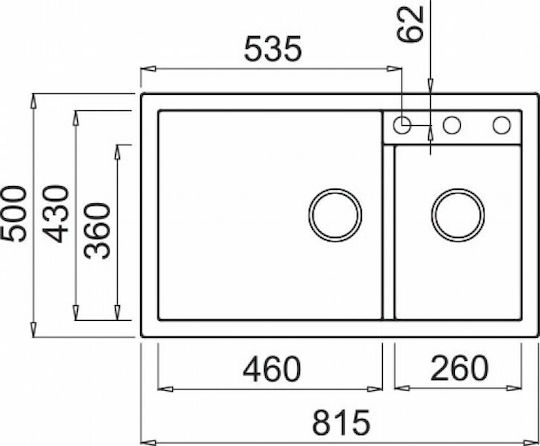 Karag Quadra 440 Ένθετος από Συνθετικό Γρανίτη Μ81.5xΠ50cm Ghisa