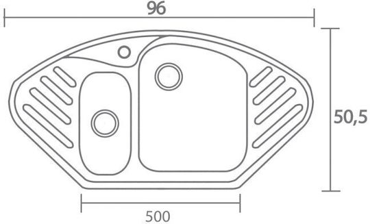 Sanitec Classic 302 Ένθετος Δεξιός από Συνθετικό Γρανίτη Μ96xΠ51cm