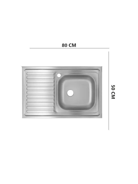 Freddo Ένθετος Νεροχύτης Δεξιός Inox Μ50xΠ80cm Γκρι