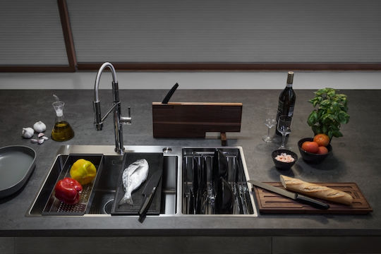 Franke Box Center Bwx 220-54-27 Ένθετος Νεροχύτης Αριστερός Inox Σατινέ Μ86xΠ51cm Ασημί