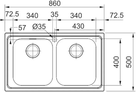 Franke Srx 620-86 Ένθετος από Συνθετικό Γρανίτη Μ86xΠ50cm Ασημί
