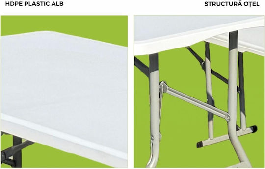 Heinner Campingmöbel Tischset aus Stahl für Camping Klappbar Weiß