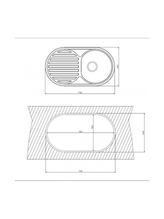Inter Ceramic Ένθετος Νεροχύτης Inox Μ79xΠ44cm Ασημί