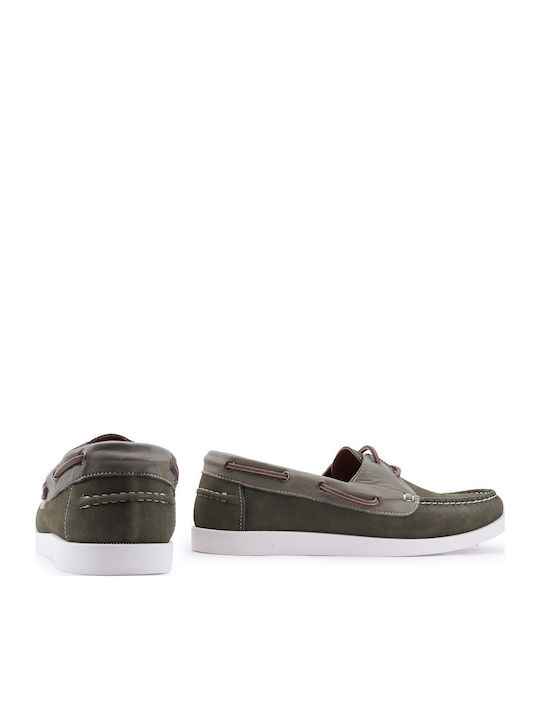 Δερμάτινα Ανδρικά Boat Shoes σε Πράσινο Χρώμα