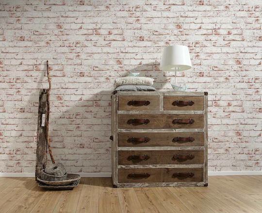 Ταπετσαρία Τοίχου Wood Stone Βινυλίου Μπεζ 1000x53cm Πλενόμενη