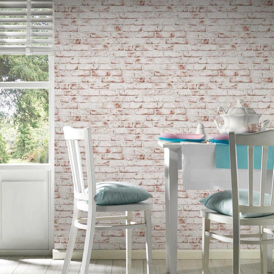 Ταπετσαρία Τοίχου Wood Stone Βινυλίου Μπεζ 1000x53cm Πλενόμενη