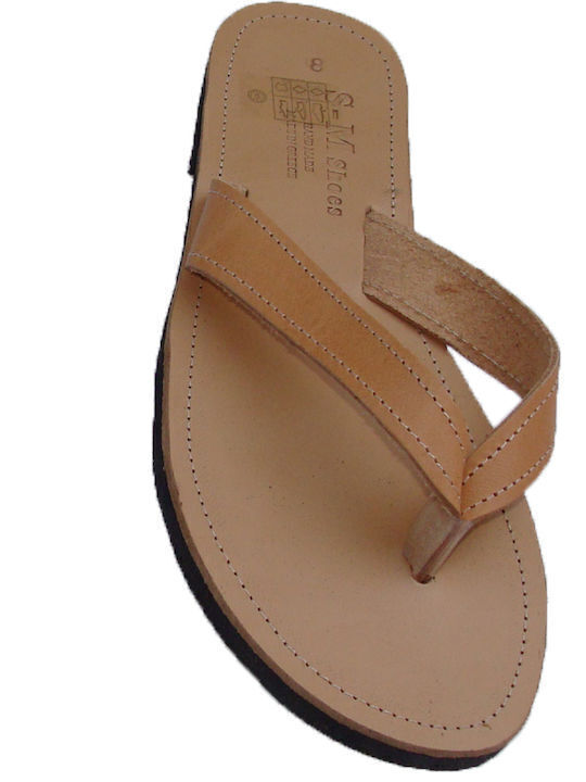 Leather Women's Flat Sandals in Brown Color