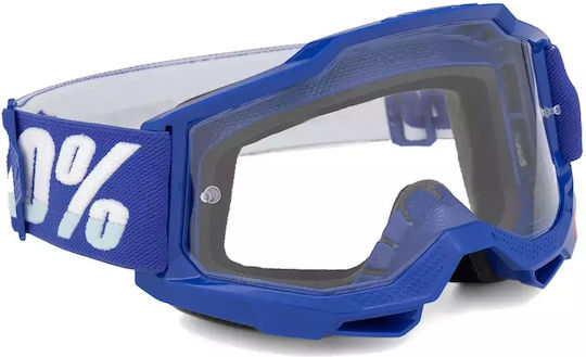 100% 100% Goggles 100% Accuri 2 Blue Transparent Anti-Fog Lens Lt 88%-92% New