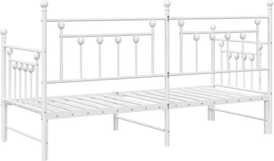 Kinderbett Bett Einzel Metall Weiß Für Matratze 80x200cm
