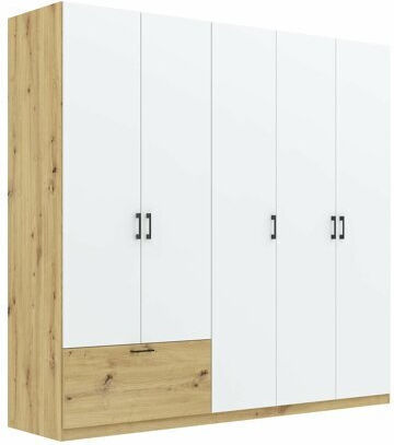Bristol 211 Πεντάφυλλη Ντουλάπα 225x54x210cm Artisan Βελανιδιά, Άσπρο